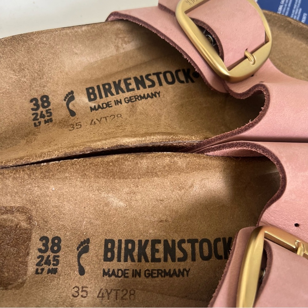 Birkenstock Madrid Big Buckle Nubuck Leather Sandals in Soft Pink - NWT - Picture 3 of 5